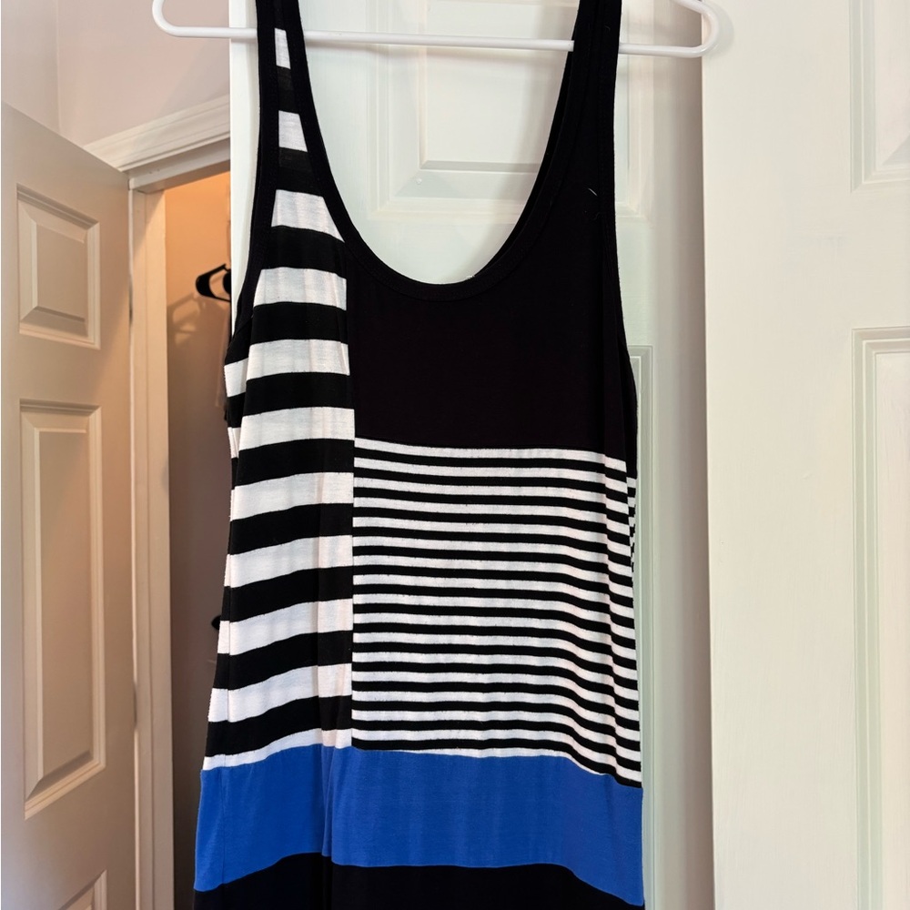 Forever 21 Black and White Sleeveless Tank Top/Mini Dress with Blue Accent